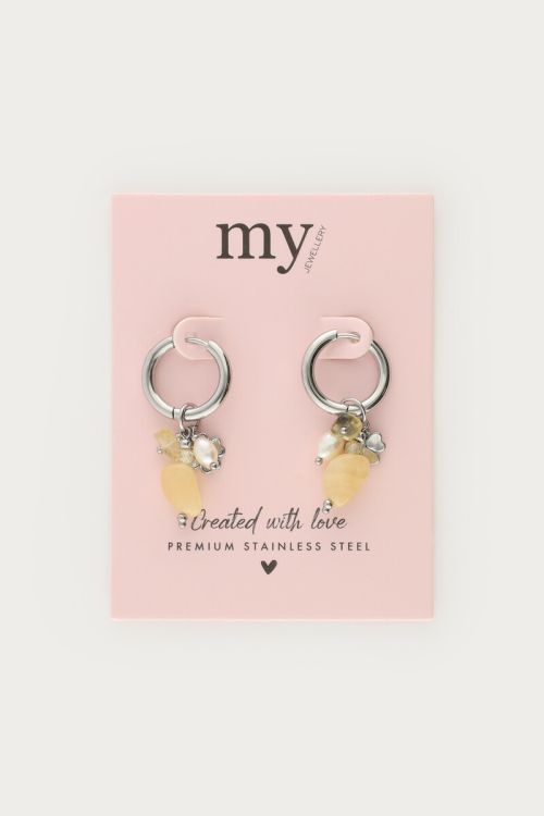 Hoop earrings with butter yellow beads & clover | My Jewellery