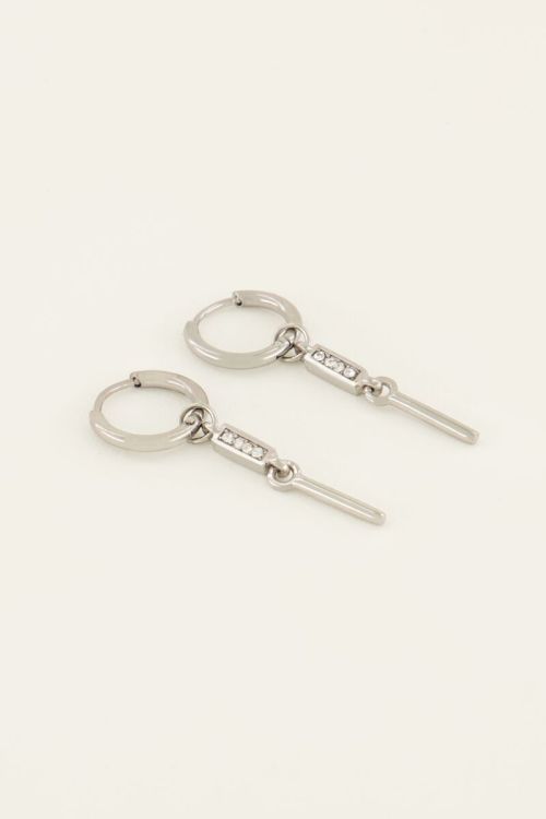 Oorringen met steentje en staaf | My Jewellery