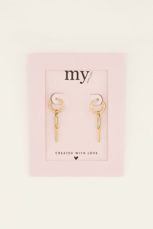 Oorringen met steentje en staaf | My Jewellery