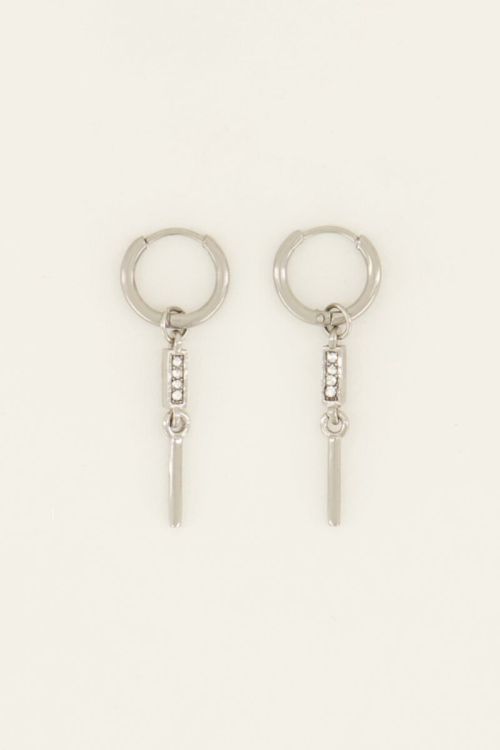 Oorringen met steentje en staaf | My Jewellery
