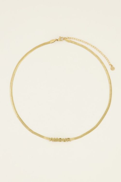 Platte schakelketting met amour tekst | My Jewellery