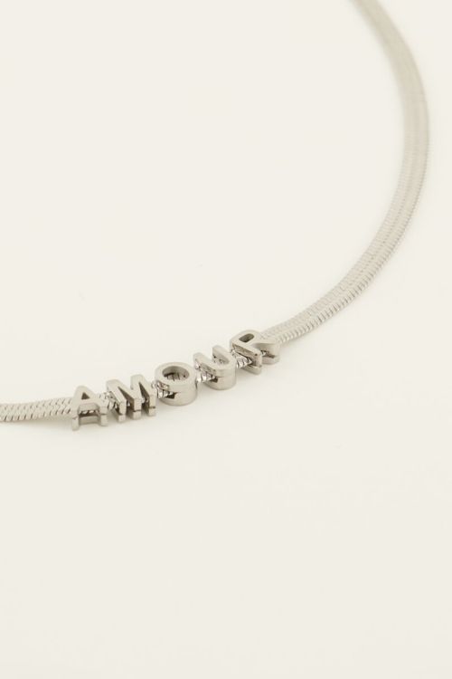 Platte schakelketting met amour tekst | My Jewellery