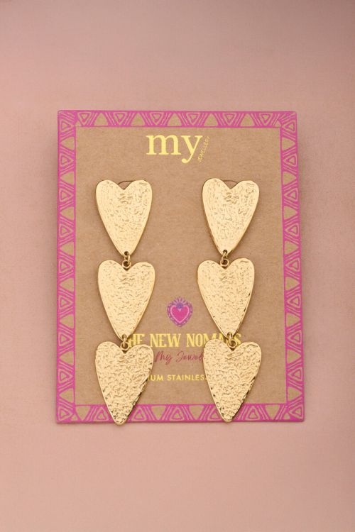 Nomads drop earrings three hearts | My Jewellery