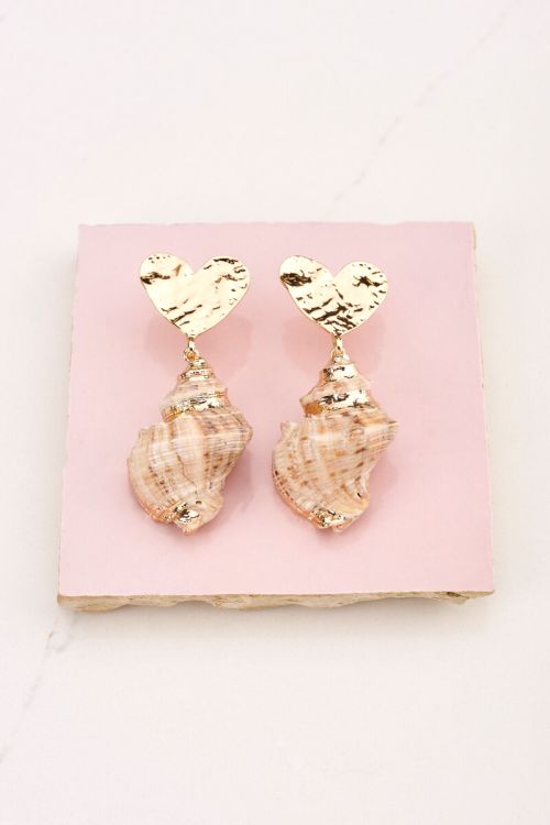 Statement earring with heart &amp; shell detail | My Jewellery
