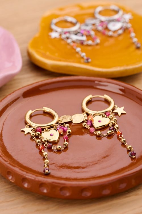 Starry hoop earrings with heart and beads | My Jewellery