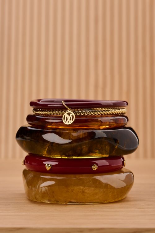 Burgundy resin bangle with studs | My Jewellery