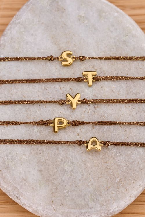 Initial brown lurex rope bracelet | My Jewellery