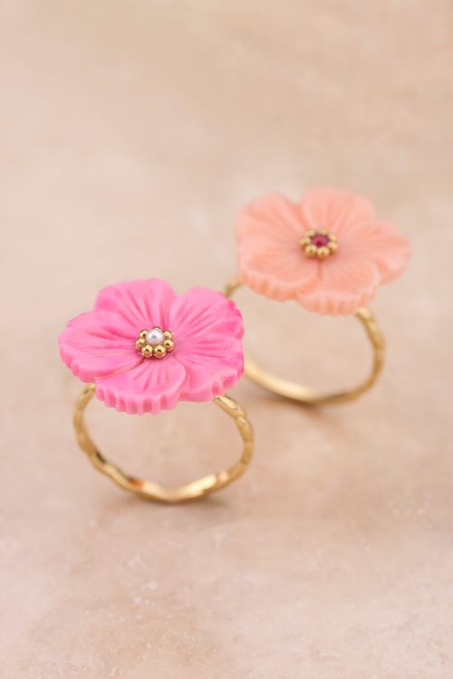 Botanical ring with pink flower | My Jewellery