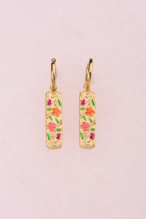 Botanical hoop earrings with multicoloured flowers | My Jewellery