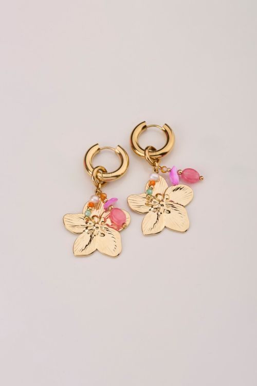 Statement  hoop earrings with flowers and beads | My Jewellery