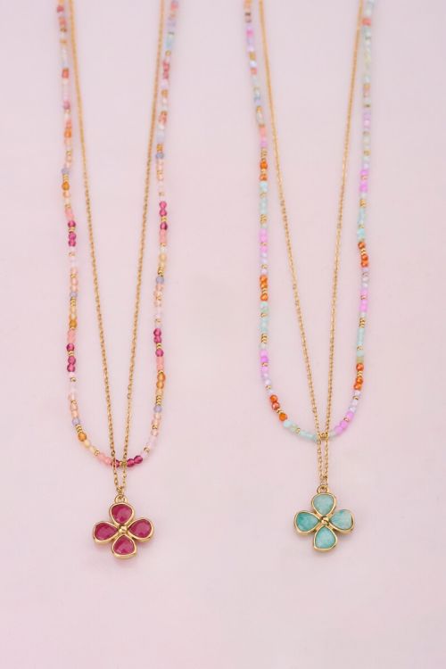 Botanical necklace with light blue clover | My Jewellery