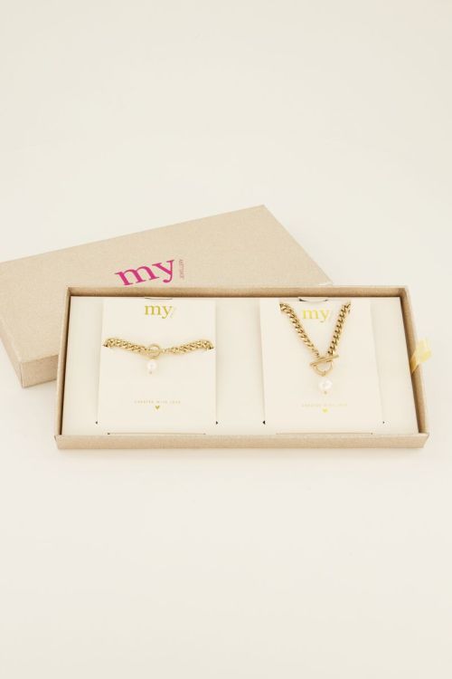 Giftbox schakels met parel set | My Jewellery