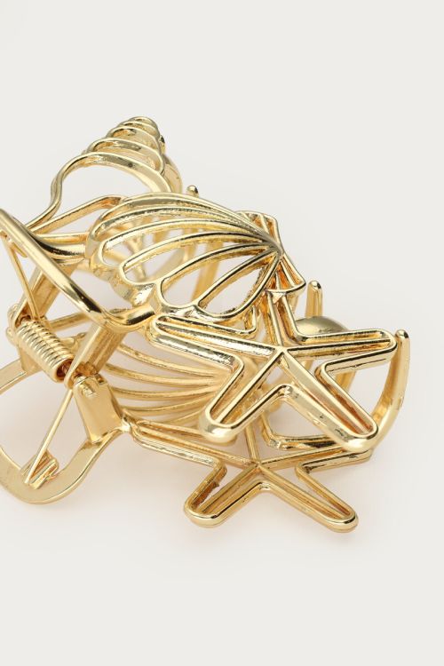 Gold open hair clip with shell | My Jewellery