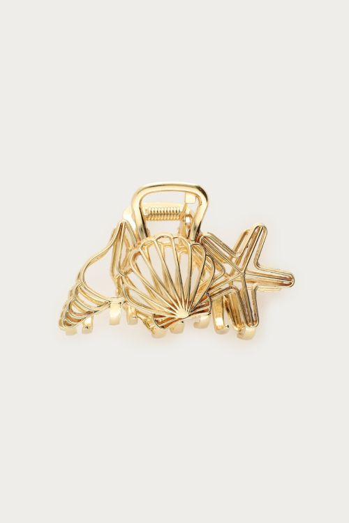 Gold open hair clip with shell | My Jewellery