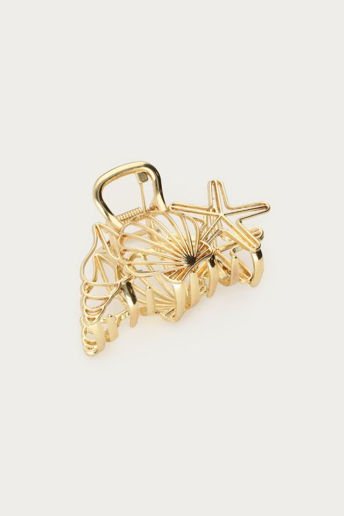 Gold open hair clip with shell | My Jewellery