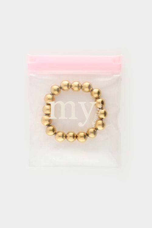 Gold coloured elastic bracelet chunky beads | My Jewellery