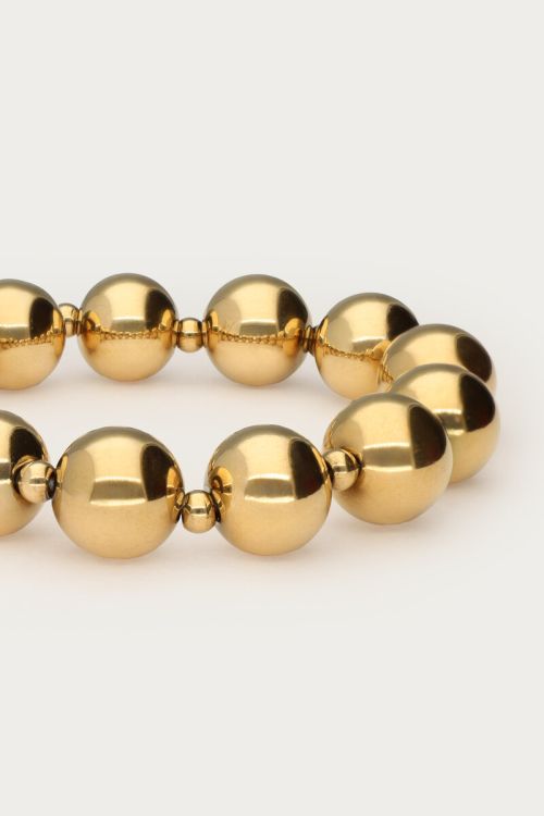 Gold coloured elastic bracelet chunky double beads | My Jewellery
