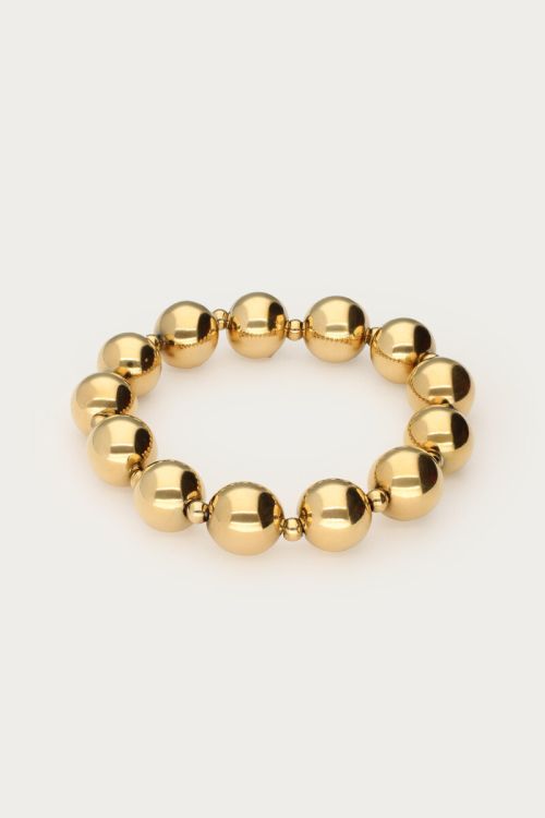 Gold coloured elastic bracelet chunky double beads | My Jewellery