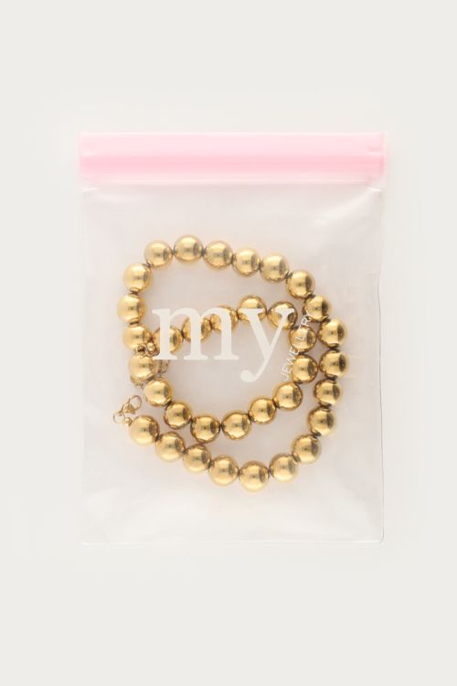 Gold-coloured statement necklace chunky beads | My Jewellery