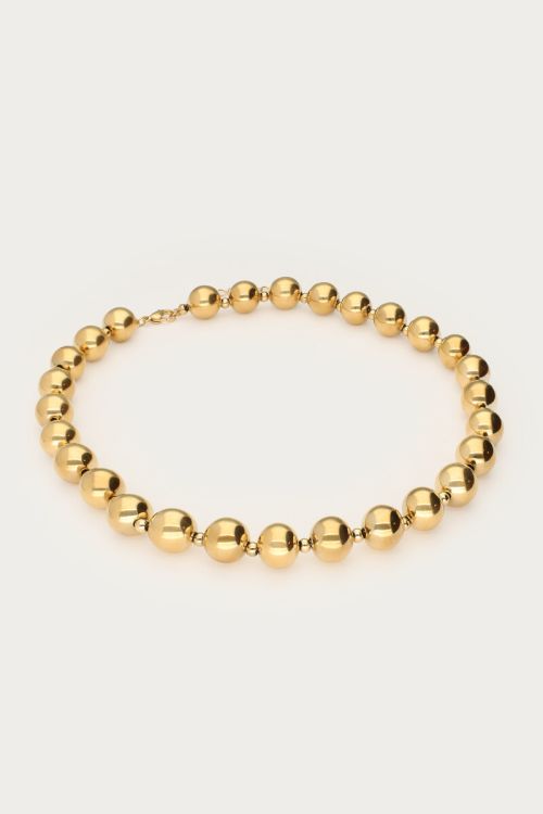 Gold-coloured statement necklace chunky double beads | My Jewellery