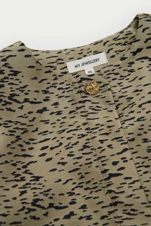 Gold-coloured top with puff sleeves animal print | My Jewellery