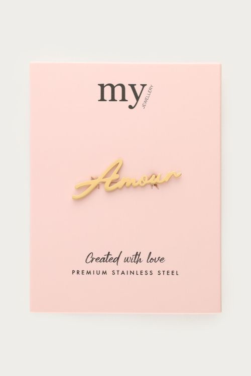 Gold coloured brooch Amour | My Jewellery