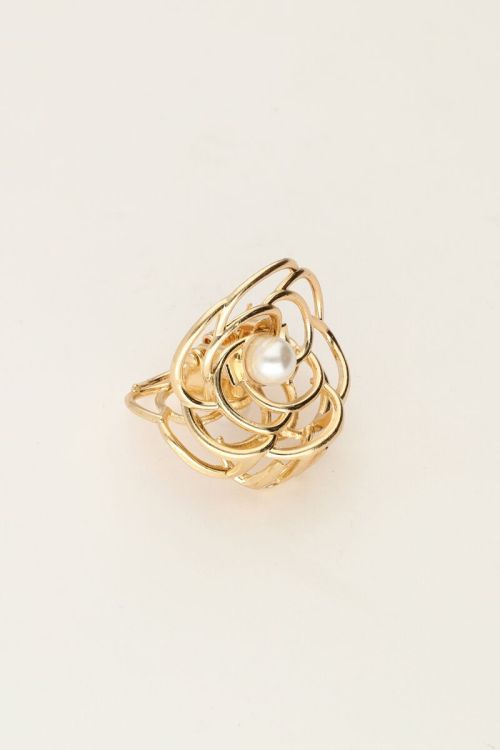 Gold rose hair clip with pearl | My Jewellery