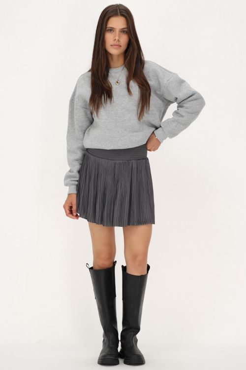 Grey pleated skirt with elasticated waistband | My Jewellery