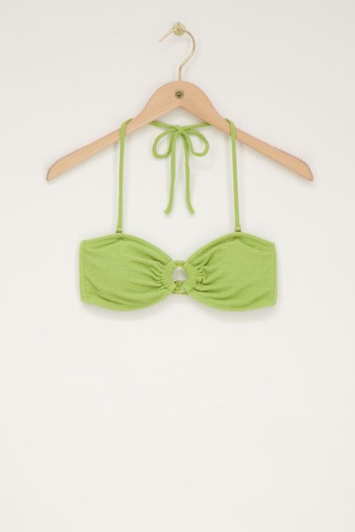 Grünes Bandeau-Bikini-Oberteil mit Lurex