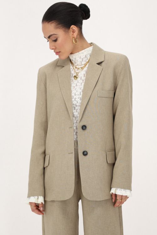 Green blazer with split