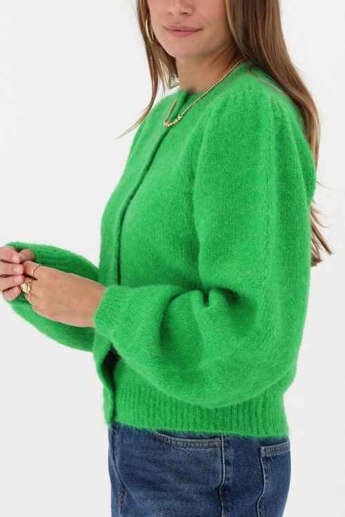 Green cardigan with buttons and puff sleeves | My Jewellery