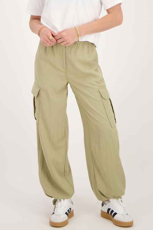Groene cargo broek met elastieken tailleband