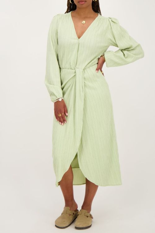 Green crinkle midi dress with overlap  | My Jewellery