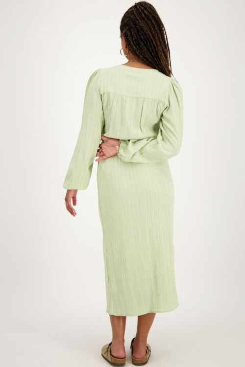 Green crinkle midi dress with overlap  | My Jewellery