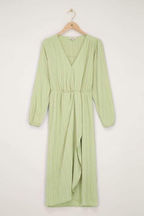 Green crinkle midi dress with overlap  | My Jewellery