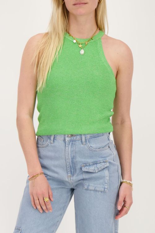 Green halter top with lurex | My Jewellery
