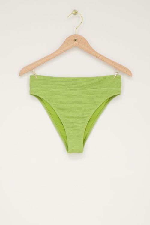 Grüne Bikini-Hose mit hoher Taille aus Lurex