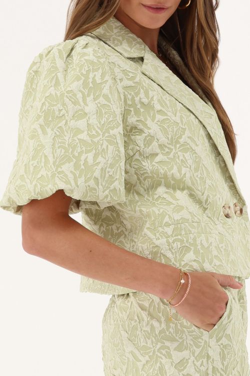 Green jacquard short blazer | My Jewellery