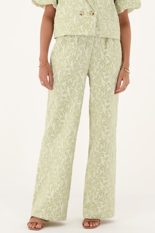 Green jacquard wide leg pants | My Jewellery