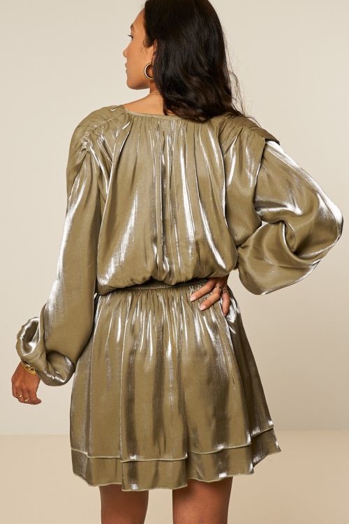 Green layered dress in satin look | My Jewellery