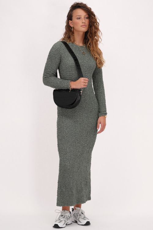 Green maxi dress with structure & slit