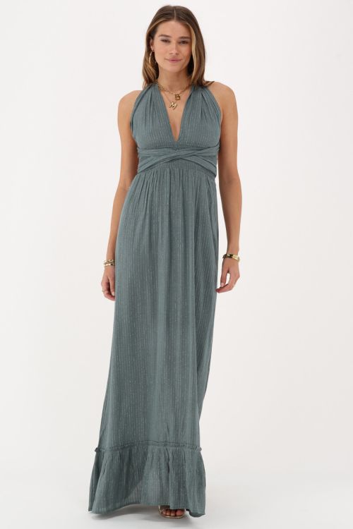 Green multiway wrap maxi dress with lurex | My Jewellery