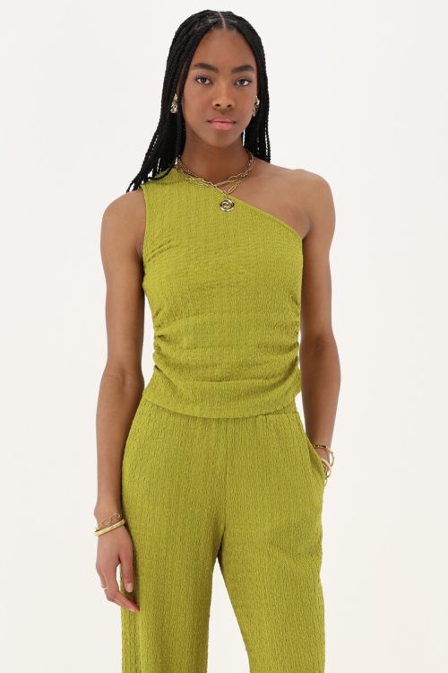 Green one-shoulder top with structure | My Jewellery