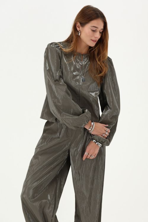 Green PU top with long sleeves | My Jewellery