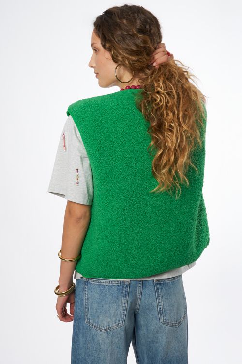 Green reversible gilet in teddy look | My Jewellery