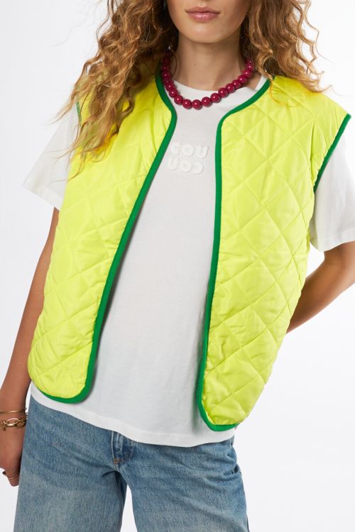 Green reversible gilet in teddy look | My Jewellery