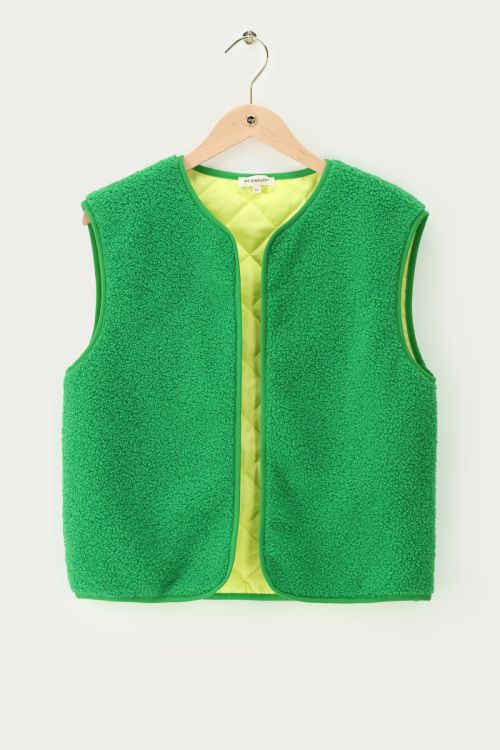 Green reversible gilet in teddy look | My Jewellery