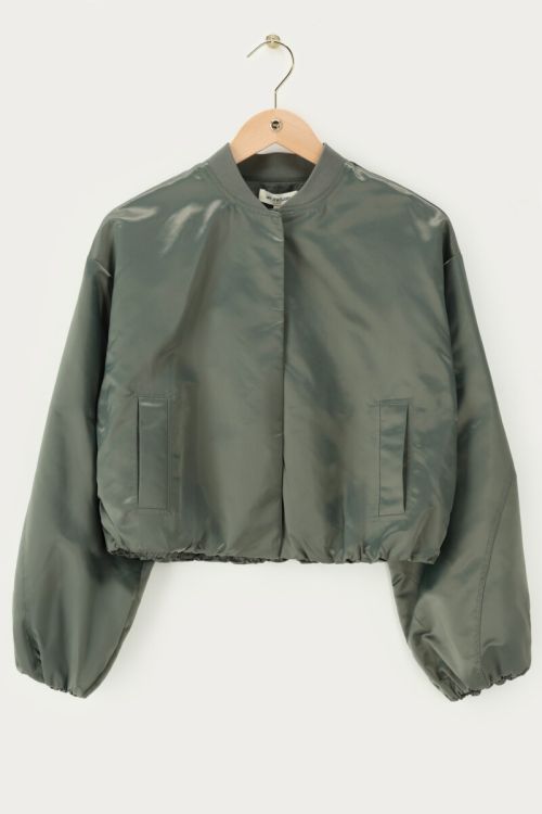 Groen satijnen bomber