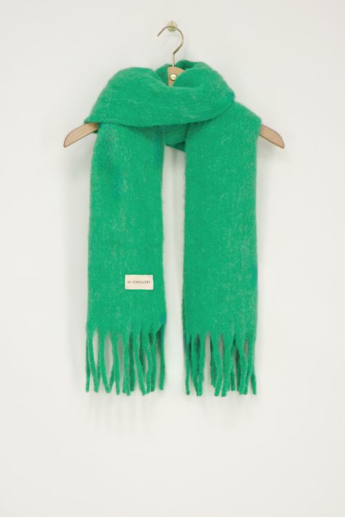 Green scarf with fringing | My Jewellery