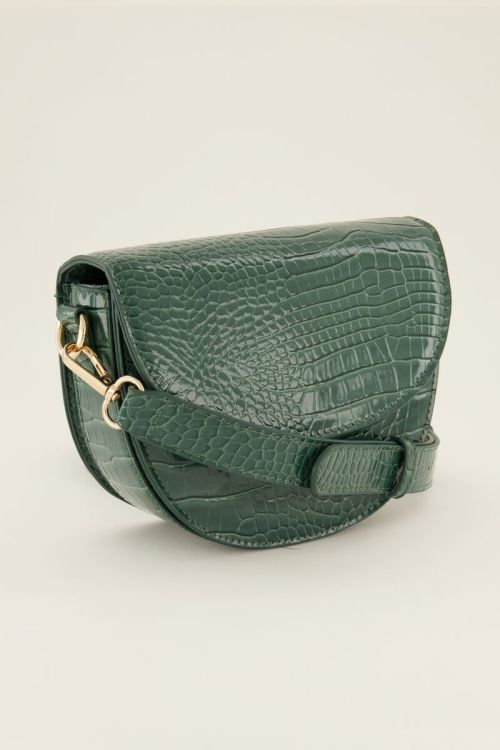 Green shoulder bag semi-circle with croc print | My Jewellery